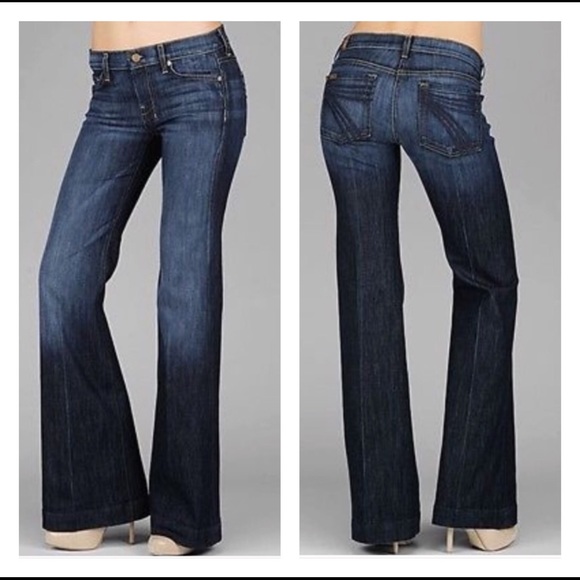 7 For All Mankind Denim - 7FAM | Dojo Medium Dark Trouser Flare Jeans